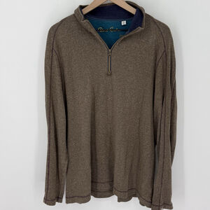 Robert Graham Pullover Sweater Mens 2XL Brown Quarter Zip